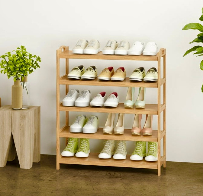 جاکفشی چوبی بامبو ۵ طبقه ایستاده