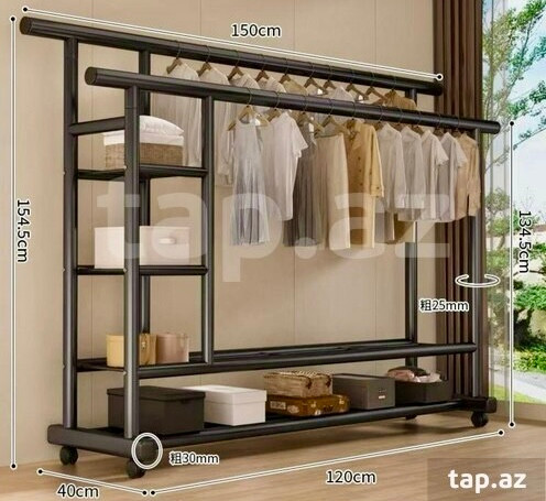 رگال لباس چرخ دار فلزی دو طبقه JL-8738